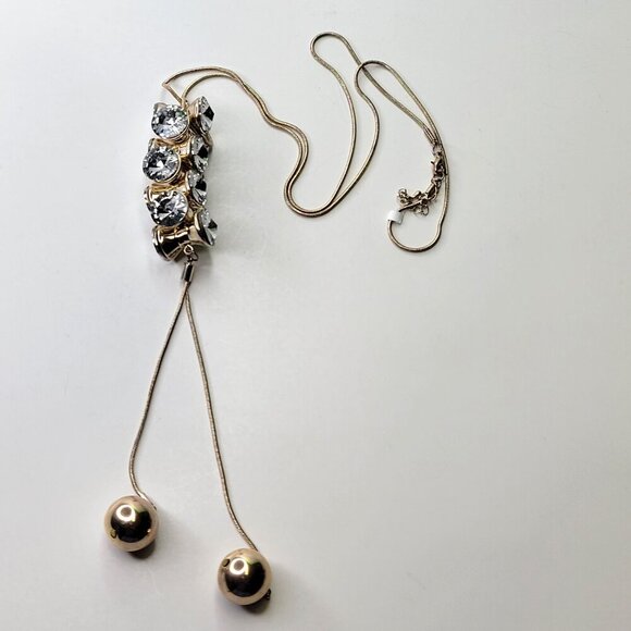 Bezel Set Clear Crystal PendantLong Necklace - Picture 8 of 9